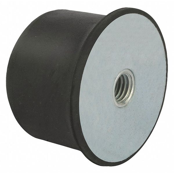 Rubber Buffer, Natural Rubber Shore 55A, 20000 N Max, M16, rounded profile, internal threads