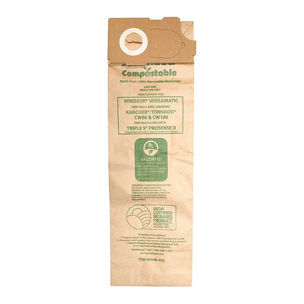 Compostable Filter Bag, Windsor 2003, PK5, 4-Ply, Vacuum Filter