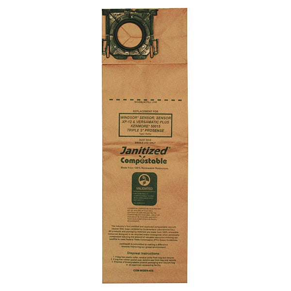 Compostable Filter Bag, Windsor 5300, PK5, 4-Ply, Vacuum Filter