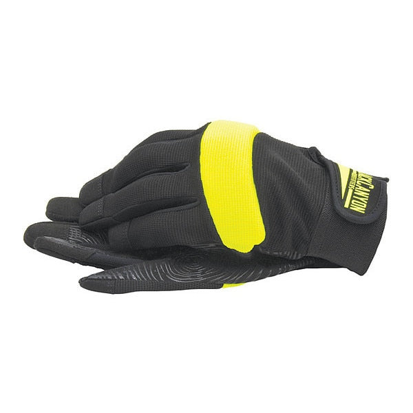 Silicone Hi-Vis Coated Gloves, Palm Coverage, Black/Yellow, L, PR