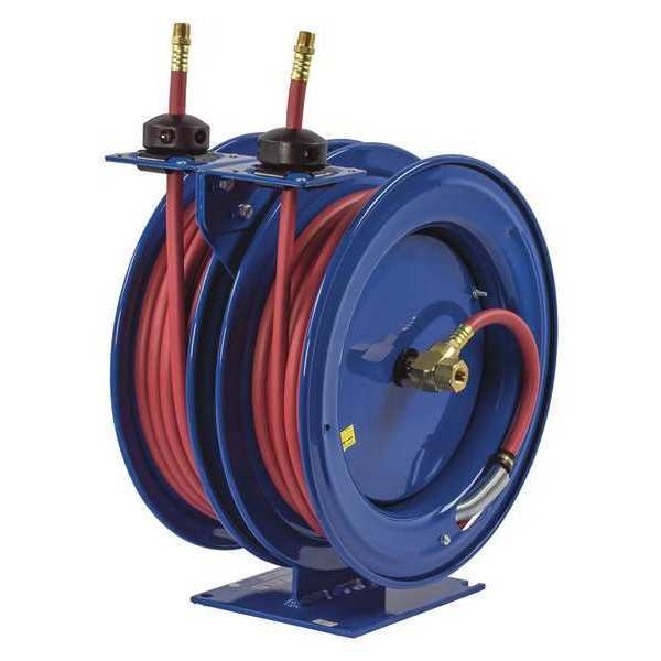 Spring Return Dual Hose Reel, 1/4 in Hose Dia., 25 ft Length, 300 psi