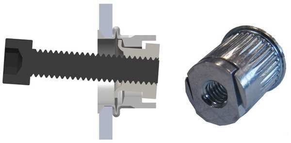 Rivet Nut, M5-0.80 Thread Size, 120.7 mm Flange Dia., 18.28 mm L, Steel, 10 PK