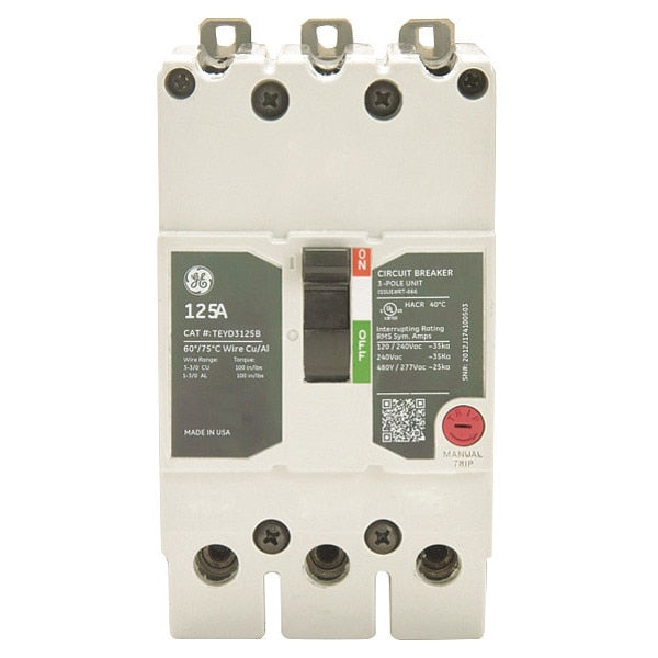 Molded Case Circuit Breaker, 80 A, 277/480V AC, 3 Pole, Bolt On Panelboard Mounting Style