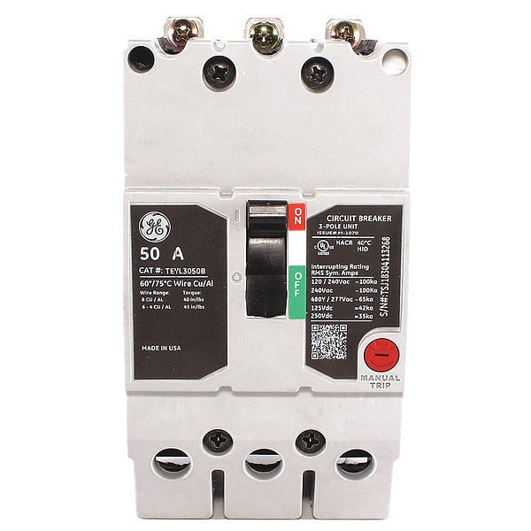 Molded Case Circuit Breaker, 50 A, 277/480V AC, 3 Pole, Bolt On Panelboard Mounting Style
