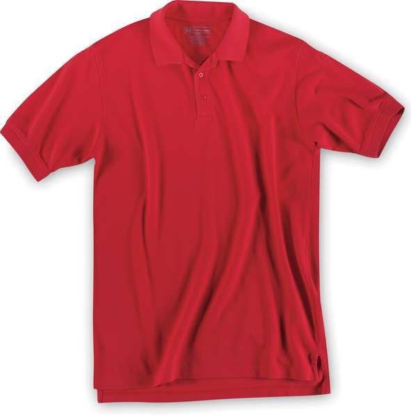 Short Sleeve Utility Polo, L, Range Red