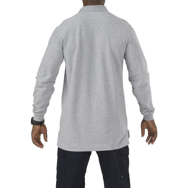 Utility Long Sleeve Polo, L, Heather Grey