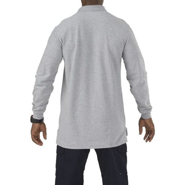 Utility Lng Sleeve Polo, 2XL, Heather Grey