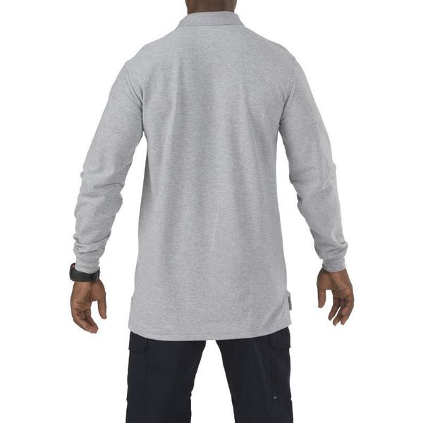 Utility Long Sleeve Polo, M, Heather Grey