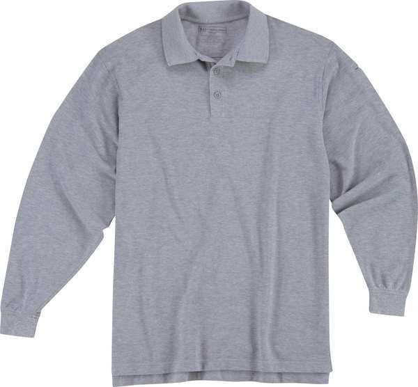 Utility Long Sleeve Polo, M, Heather Grey