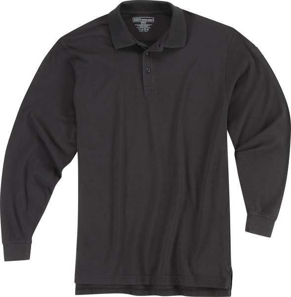 Utility Long Sleeve Polo, 3XL, Black
