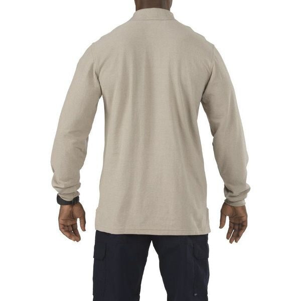 Utility Long Sleeve Polo, L, Silver Tan