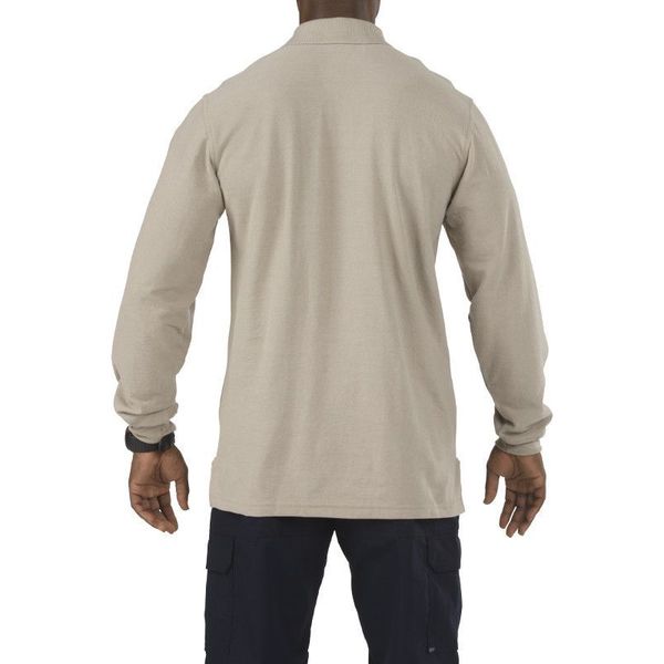 Utility Long Sleeve Polo, S, Silver Tan