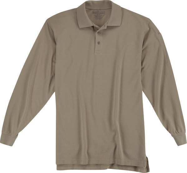 Utility Long Sleeve Polo, S, Silver Tan