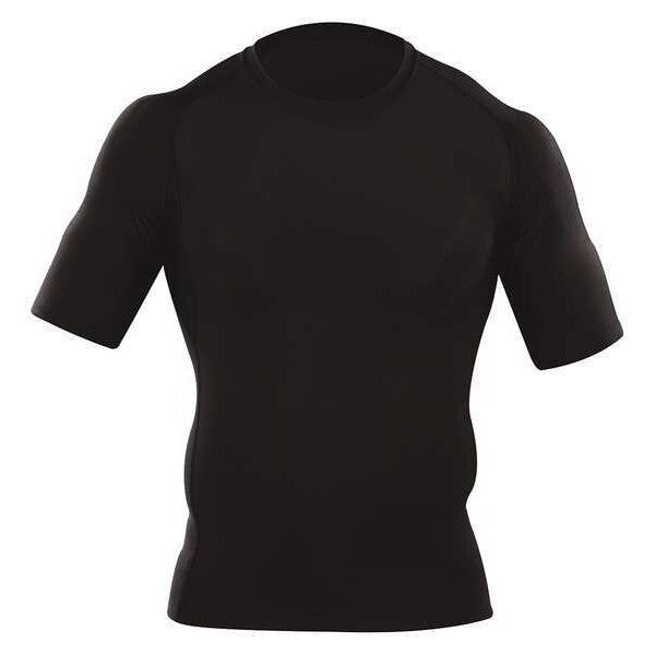 Short Slv T-Shirt, M, Blk, Polystr/Spandex
