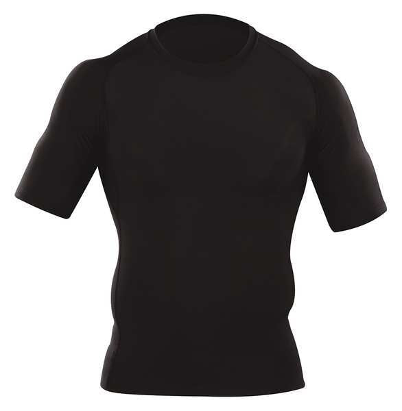 Short Slv T-Shirt, L, Blk, Polystr/Spandex