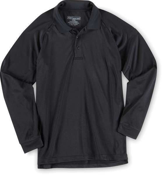 Performance Long Sleeve Polo, 4XL, Black