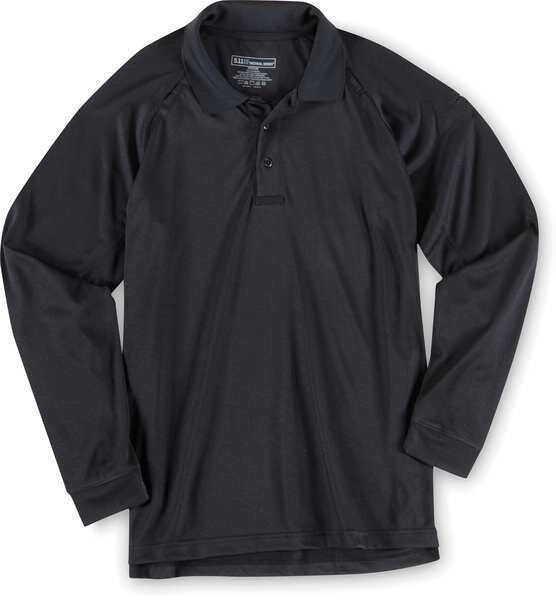 Performance Long Sleeve Polo, L, Black