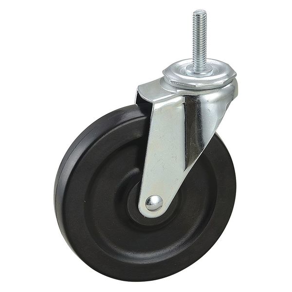 Swivel Stem Caster, Rubber, 5 in., 125 lb., Stem Dia.: 3/8 in