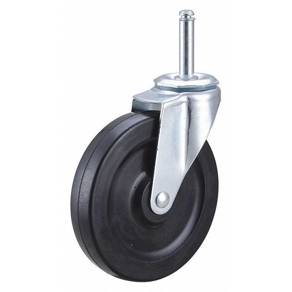 Swivel Stem Caster, Rubber, 5 in., 125 lb.