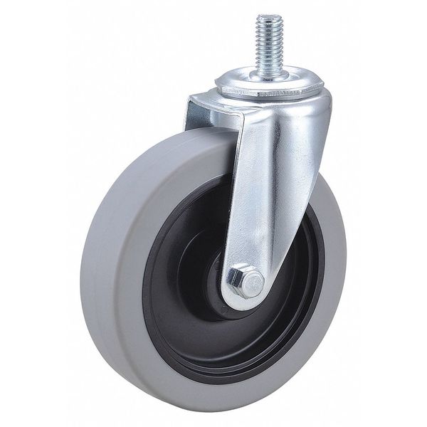 Swivel Stem Caster, Polyurthn, 5 in, 300 lb, Thread Size: 1/2