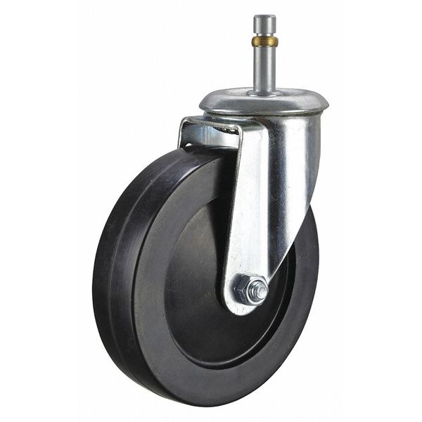 Swivel Stem Caster, Rubber, 5 in., 200 lb.
