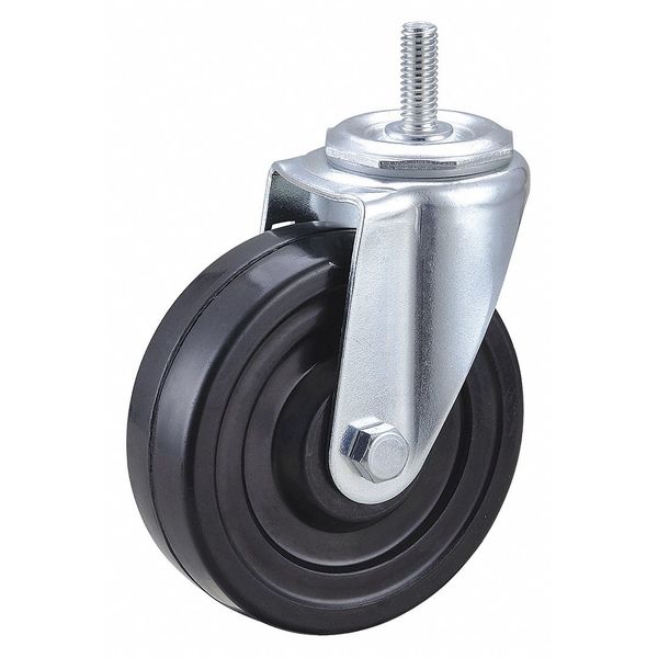 Swivel Stem Caster, Rubber, 4 in., 170 lb., Stem Dia.: 3/8 in
