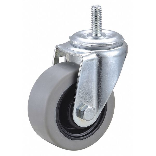 Swivel Stem Caster, TPR, 3 in., 210 lb., Stem Length: 1 in