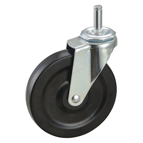 Swivel Stem Caster, Rubber, 5 in., 125 lb.