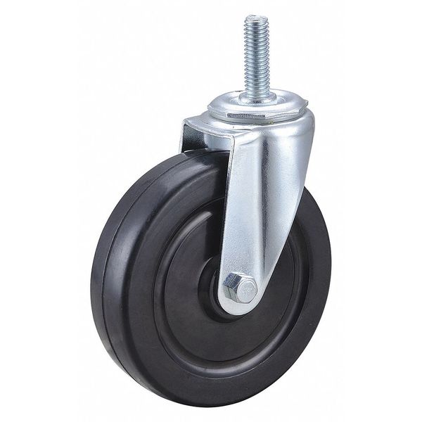 Swivel Stem Caster, Rubber, 5 in., 200 lb.