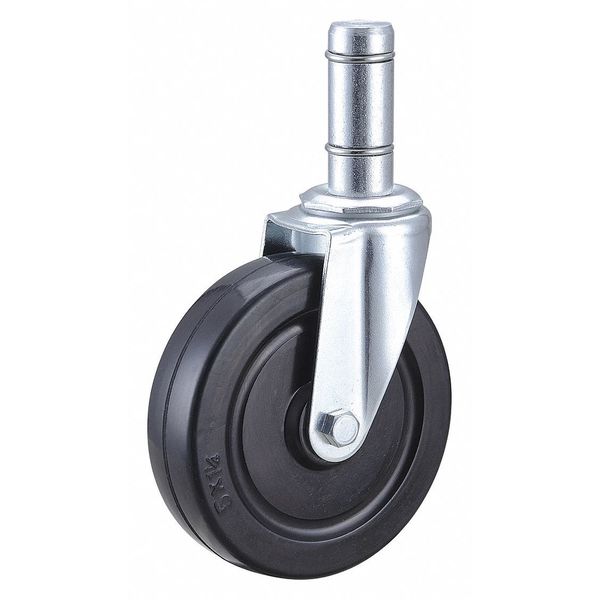 Swivel Stem Caster, Rubber, 5 in., 200 lb.