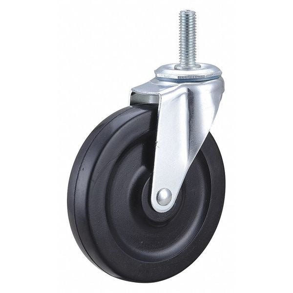 Swivel Stem Caster, Rubber, 5 in., 125 lb.