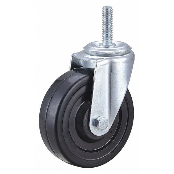 Swivel Stem Caster, Rubber, 4 in., 170 lb., Stem Dia.: 7/16 in