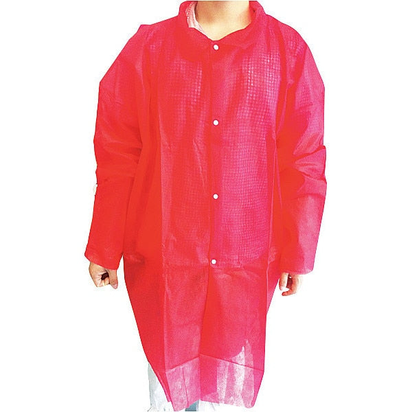 Disposable Lab Coat, L, Red, PK30