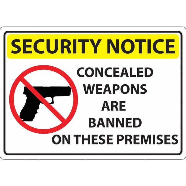Concealed Carry Sign, 10 in H, 14 in W, Plastic, Horizontal Rectangle, English, 2819