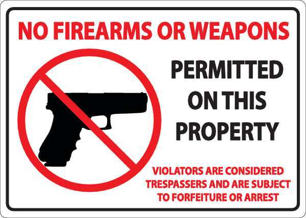 Concealed Carry Sign, 7 in H, 10 in W, Plastic, Vertical Rectangle, English, 1824