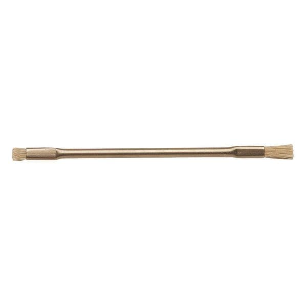 3/16 in W Utility Brush, Medium, 4 1/2 in L Handle, 1/4 in L Brush, Brown, Stainless steel