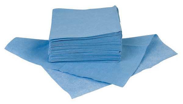 Cleaning Wipes, Blue, Hydroentangled Cellulose, Polyester, All Surfaces, 50 Wipes, 12 in x 12 in
