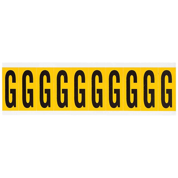 Letter Label, G, 2-1/4inH, Blck/Yellw, Vinyl