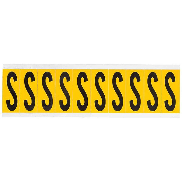 Letter Label, S, 2-1/4in.Hx7/8in.W, Vinyl