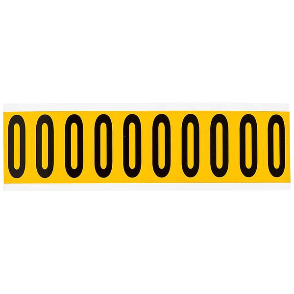 Number Label, 0, 2-1/4in.Hx7/8in.W, Vinyl