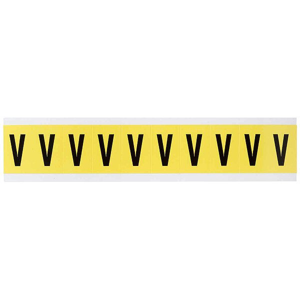 Letter Label, V, 1-1/2in.Hx7/8in.W, Vinyl
