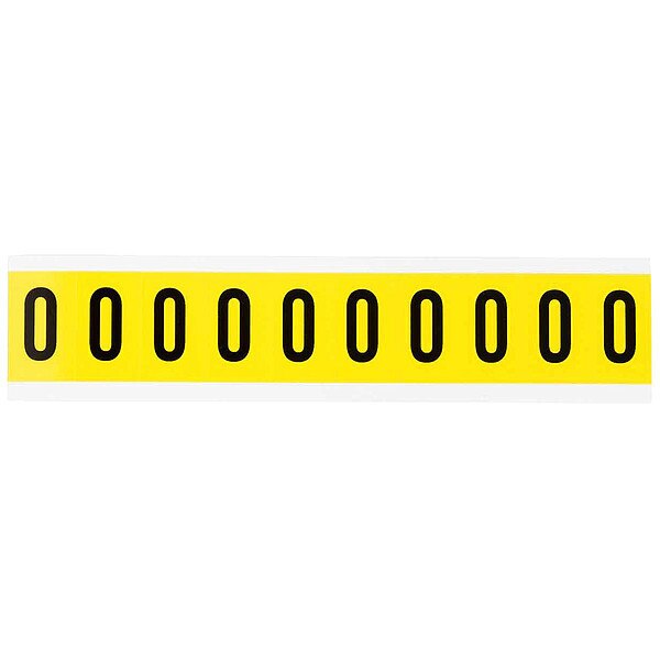 Number Label, 0, 1-1/2in.Hx7/8in.W, Vinyl