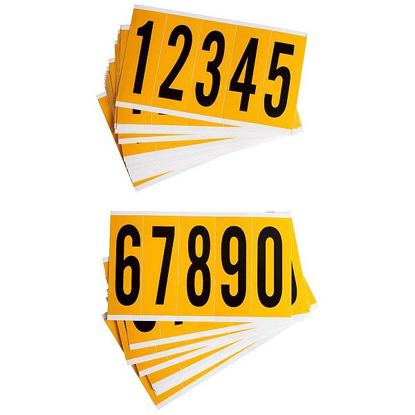 Number Label, 0 Thru 9, 5in.Hx1-3/4in.W