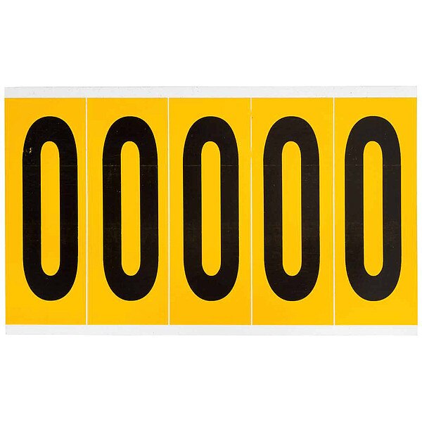 Number Label, 0, 5in.Hx1-3/4in.W, Vinyl