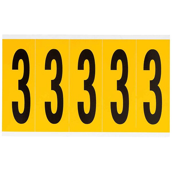 Number Label, 3, 5in.Hx1-3/4in.W, Vinyl