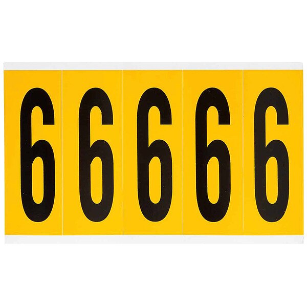 Number Label, 6, 5in.Hx1-3/4in.W, Vinyl