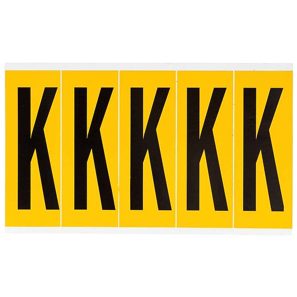 Letter Label, K, 5in.Hx1-3/4in.W, Vinyl