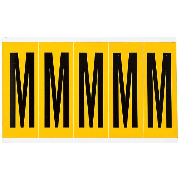 Letter Label, M, 5in.Hx1-3/4in.W, Vinyl