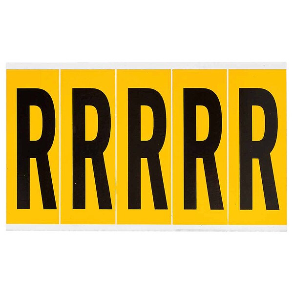 Letter Label, R, 5in.Hx1-3/4in.W, Vinyl