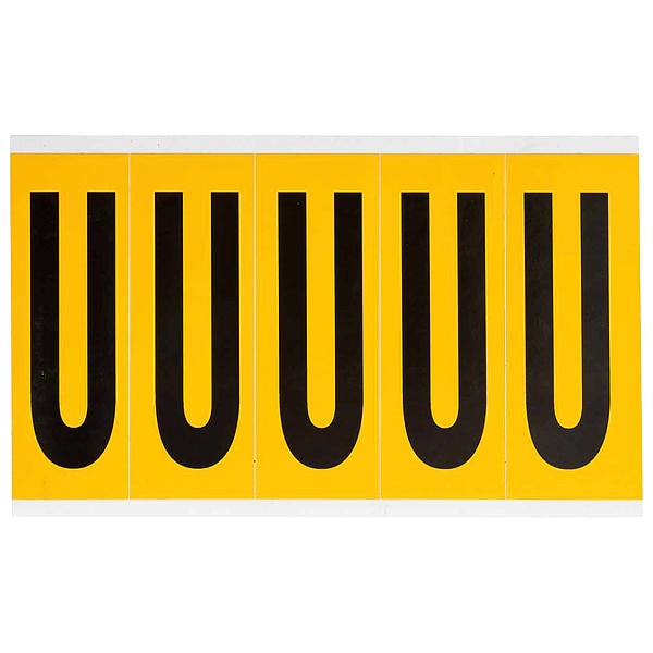 Letter Label, U, 5in.Hx1-3/4in.W, Vinyl